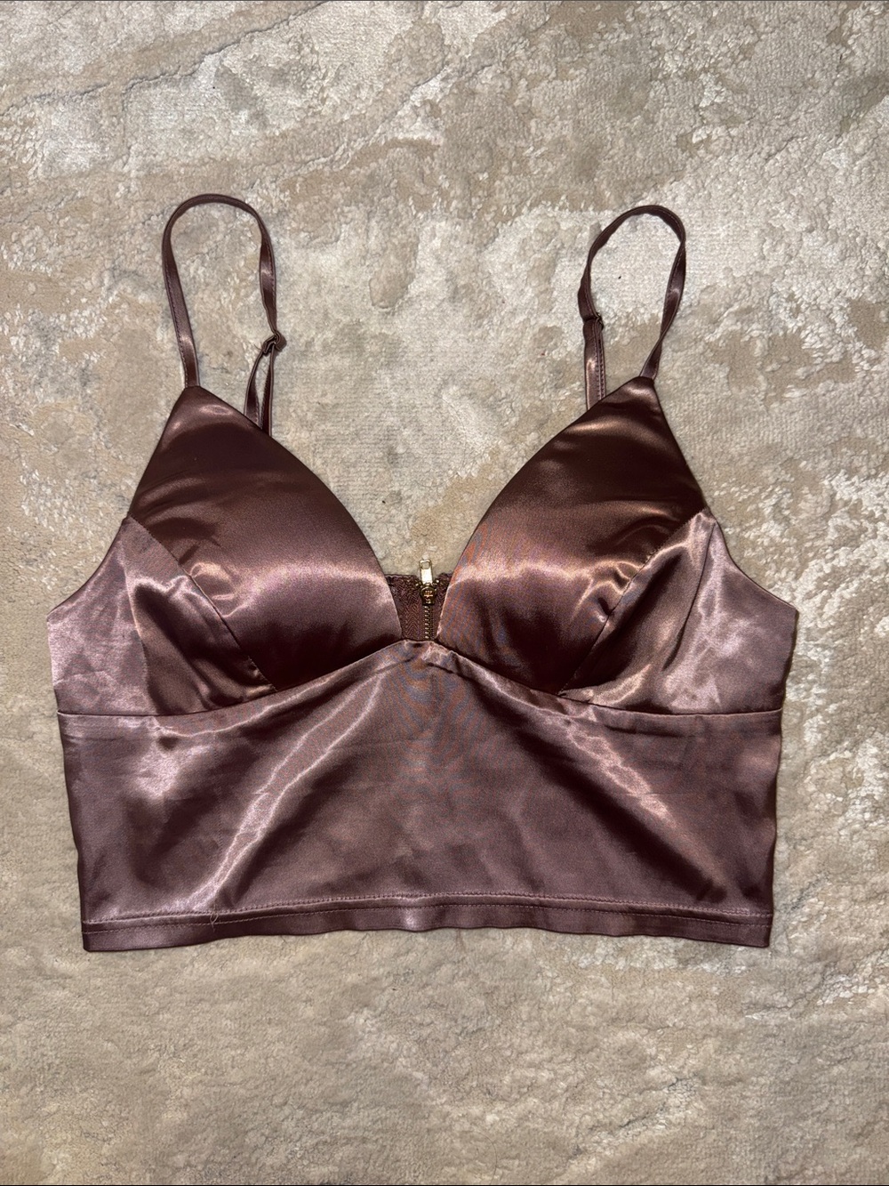 Satin Longline Bralette - mauve